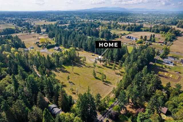 birds eye view of property featuring a mountain view