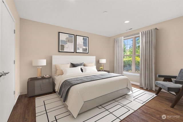 bedroom with light hardwood / wood-style flooring