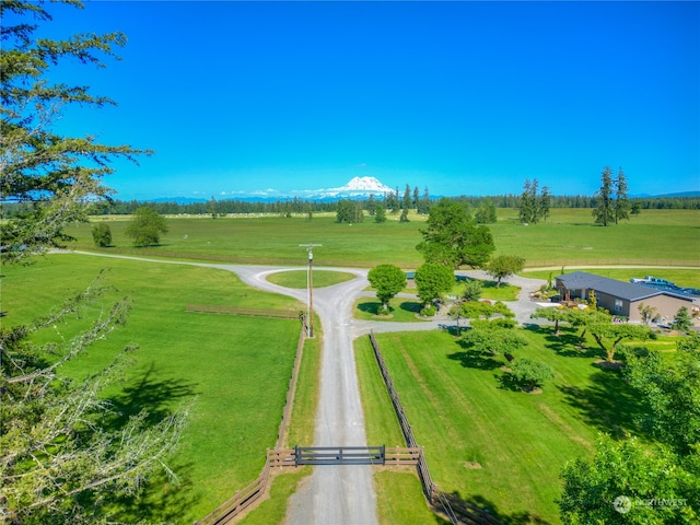 aerial view featuring a rural view