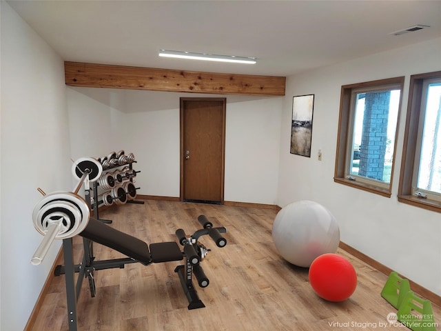 8167 Possession Ridge Ln, Clinton, WA 98236 - workout room featuring light hardwood / wood-style flooring