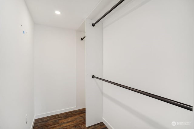 walk in closet featuring dark hardwood / wood-style floors