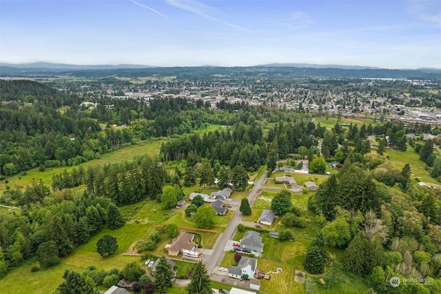 bird's eye view with a mountain view