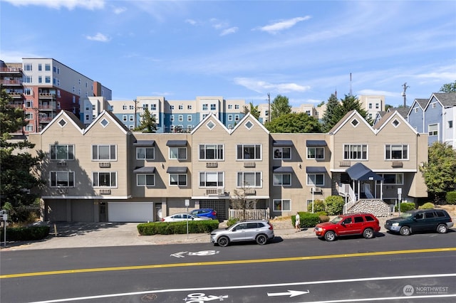 view of building exterior with a residential view