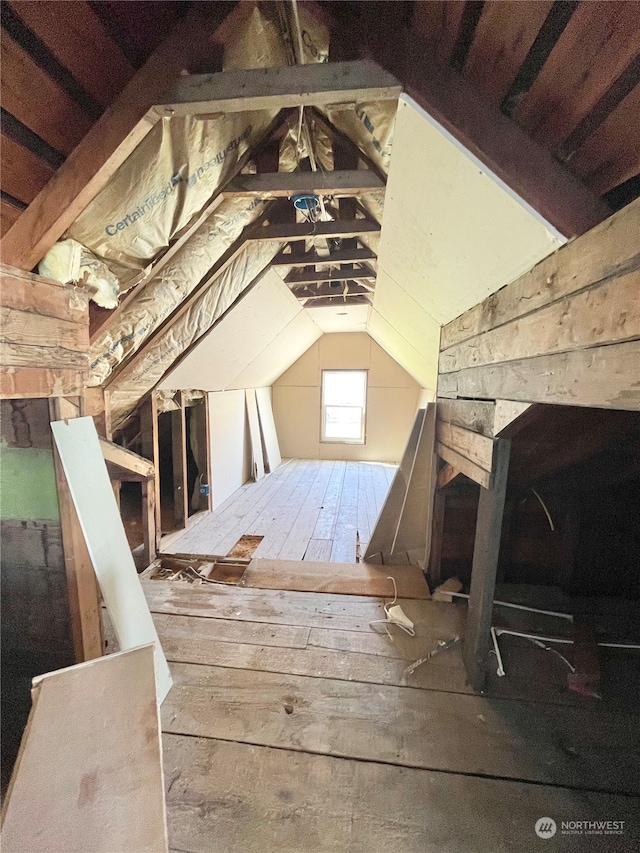 view of unfinished attic