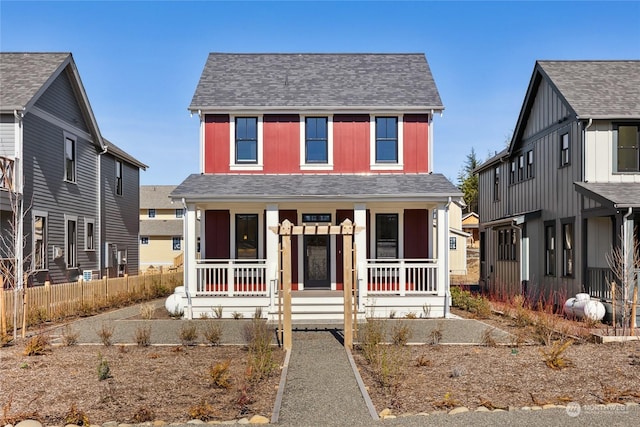 view of front of home featuring covered porch