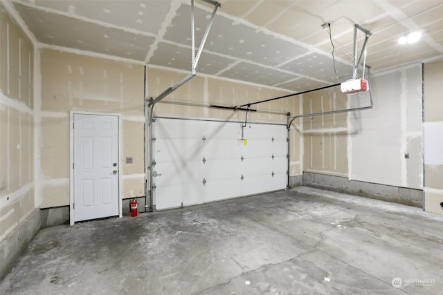 garage with a garage door opener