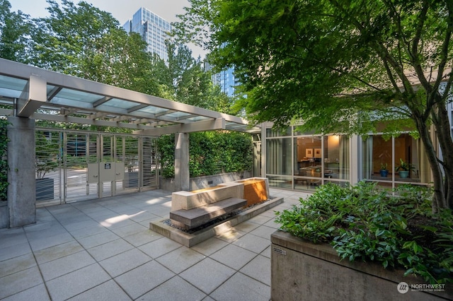 view of patio featuring a pergola