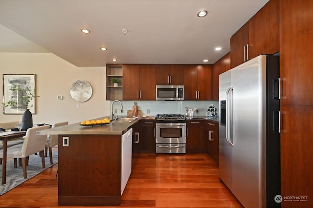 kitchen with dark hardwood / wood-style flooring, sink, and appliances with stainless steel finishes