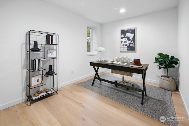 office featuring hardwood / wood-style flooring