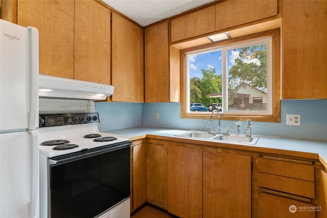 kitchen featuring sink and white appliances