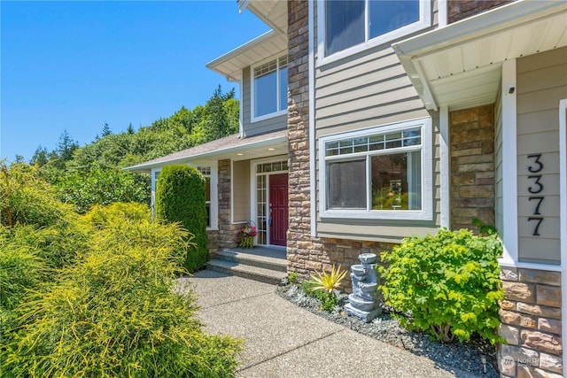 3377 Topaz Ct, Bellingham, WA 98226 - view of exterior entry featuring stone siding