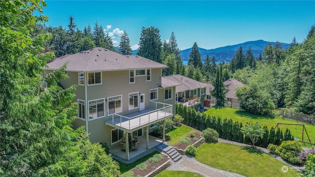 3377 Topaz Ct, Bellingham, WA 98226 - back of house with a patio area and a deck with mountain view