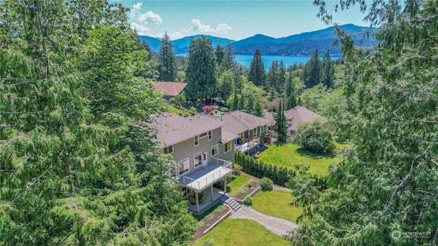 3377 Topaz Ct, Bellingham, WA 98226 - aerial view of property and surrounding area with a mountain backdrop and a forest