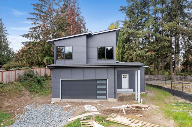 contemporary home with a garage