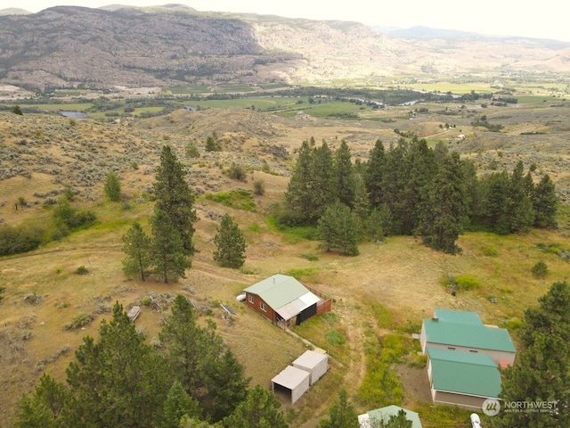 aerial view with a mountain view