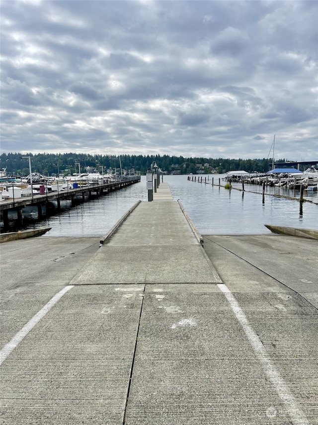 dock area featuring a water view