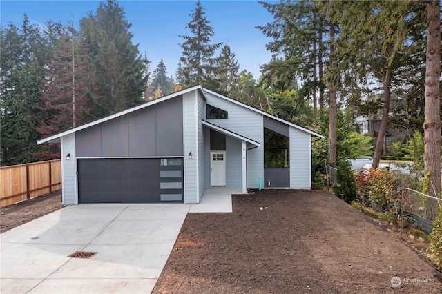 contemporary home featuring a garage