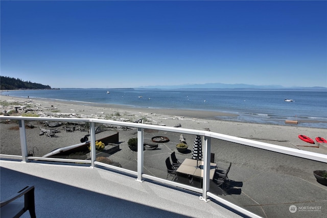 view of water feature featuring a beach view