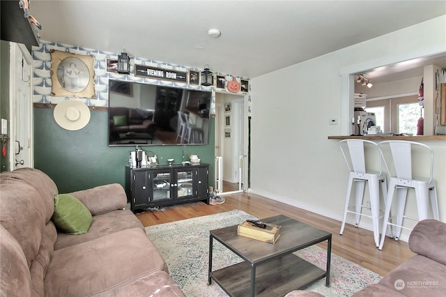 living room featuring light hardwood / wood-style flooring