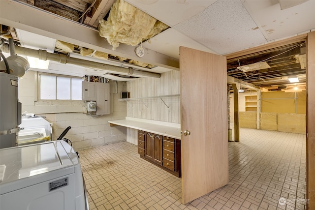 basement with independent washer and dryer