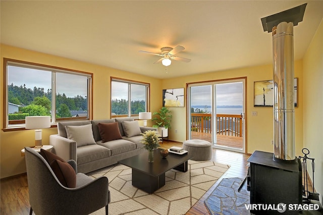171 Horizon Way, Camano Island, WA 98282 - living area with wood finished floors and ceiling fan