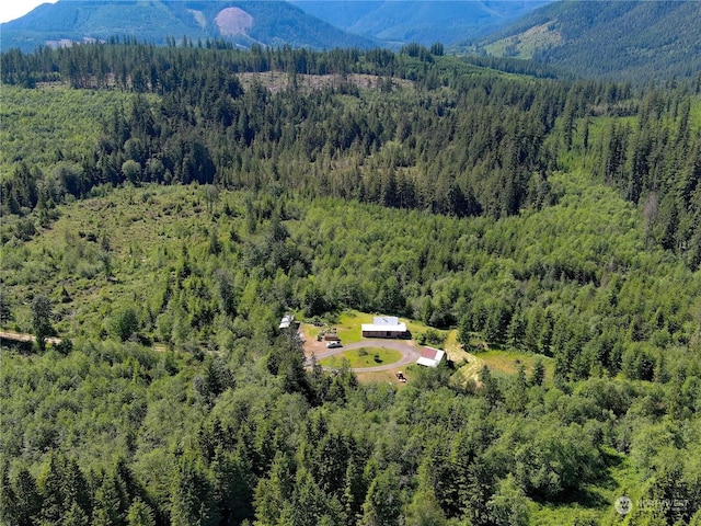 birds eye view of property with a mountain view