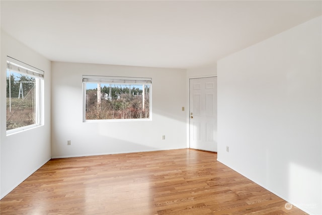 unfurnished room with light hardwood / wood-style flooring