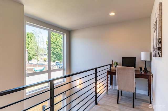 office space featuring light wood-type flooring