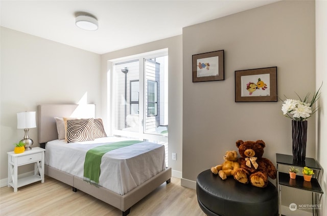 bedroom featuring light hardwood / wood-style flooring