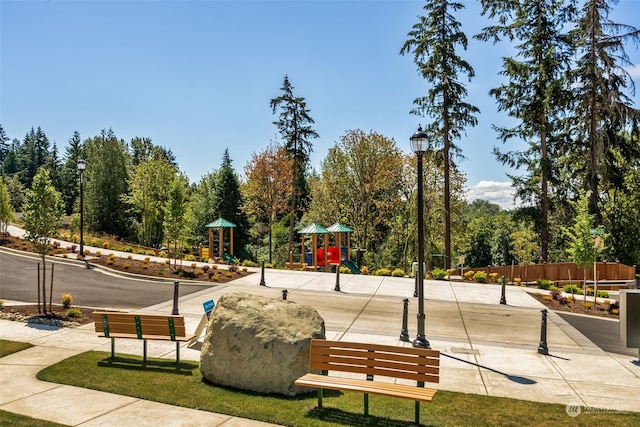 view of community with a playground