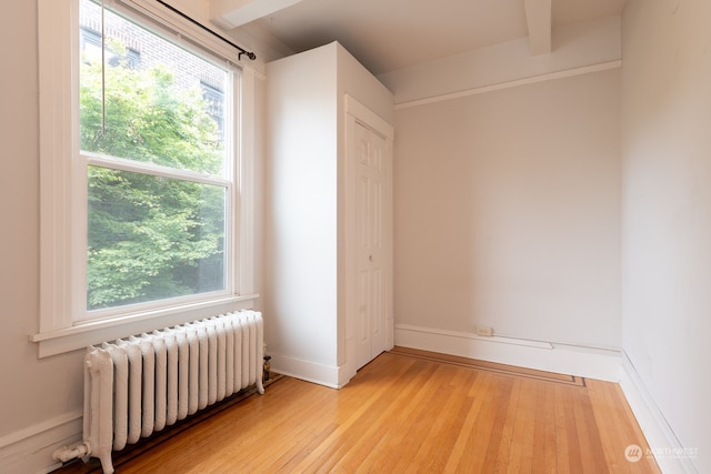 interior space featuring light hardwood / wood-style floors, a healthy amount of sunlight, and radiator