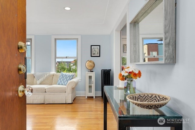 living area featuring hardwood / wood-style flooring