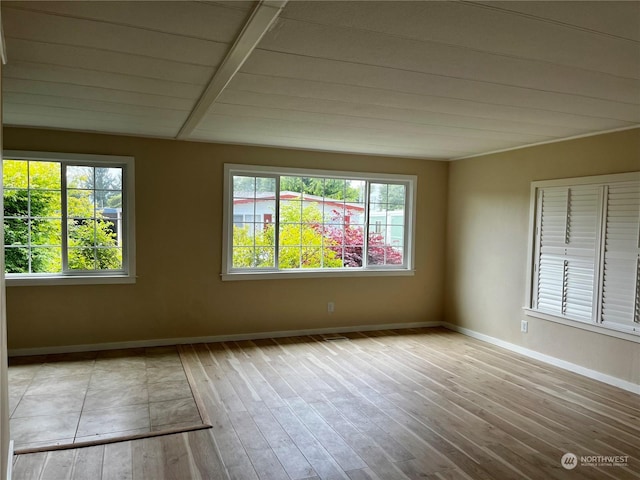 spare room with light hardwood / wood-style floors