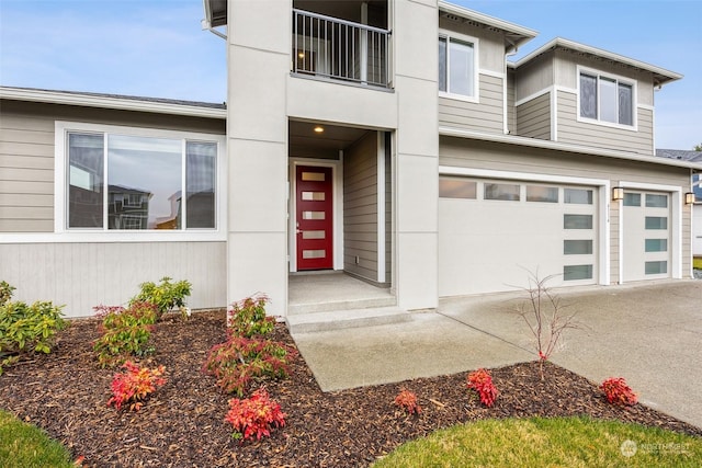 property entrance featuring a garage