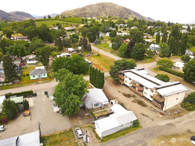 bird's eye view featuring a mountain view and a residential view