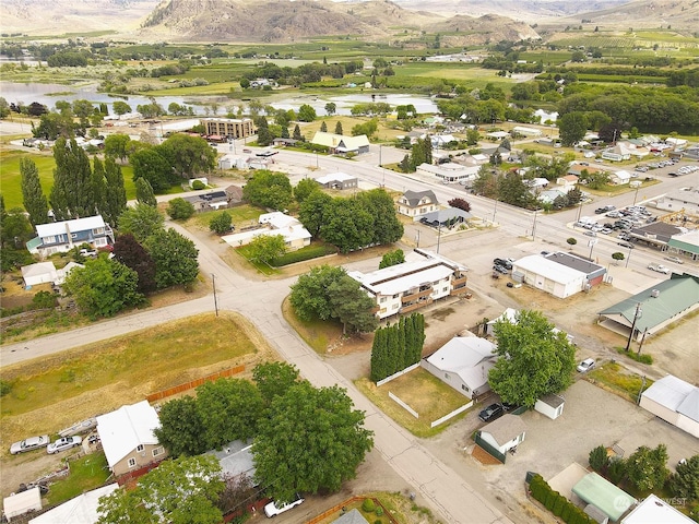 aerial view with a mountain view and a residential view