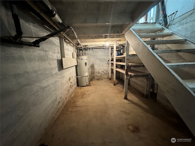 basement with electric water heater