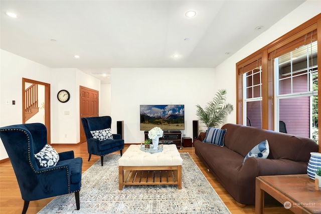 living room with hardwood / wood-style floors