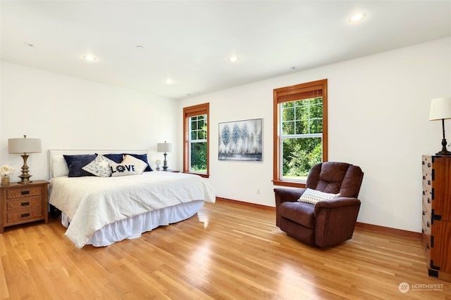 bedroom featuring light wood-type flooring