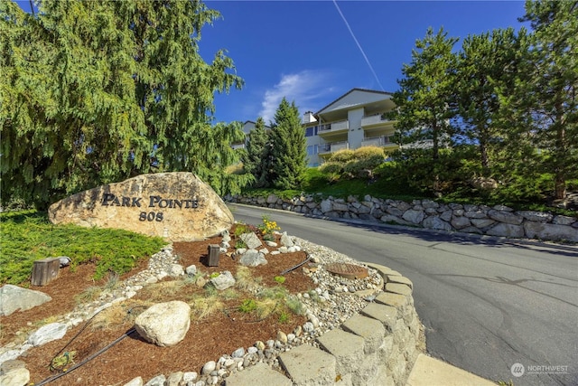 view of community sign