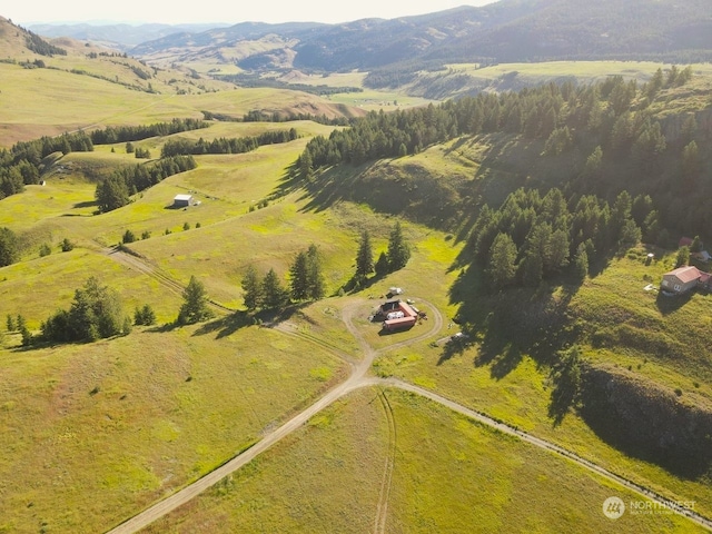 bird's eye view with a rural view and a mountain view