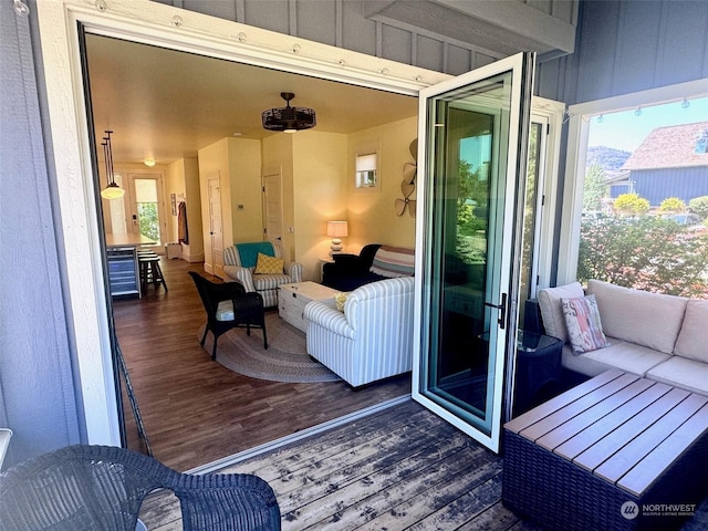 sunroom / solarium with beverage cooler