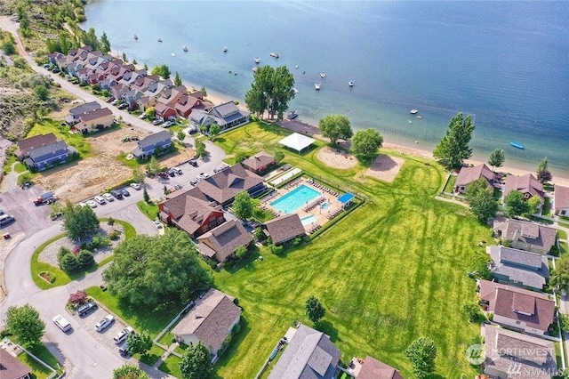 bird's eye view featuring a water view