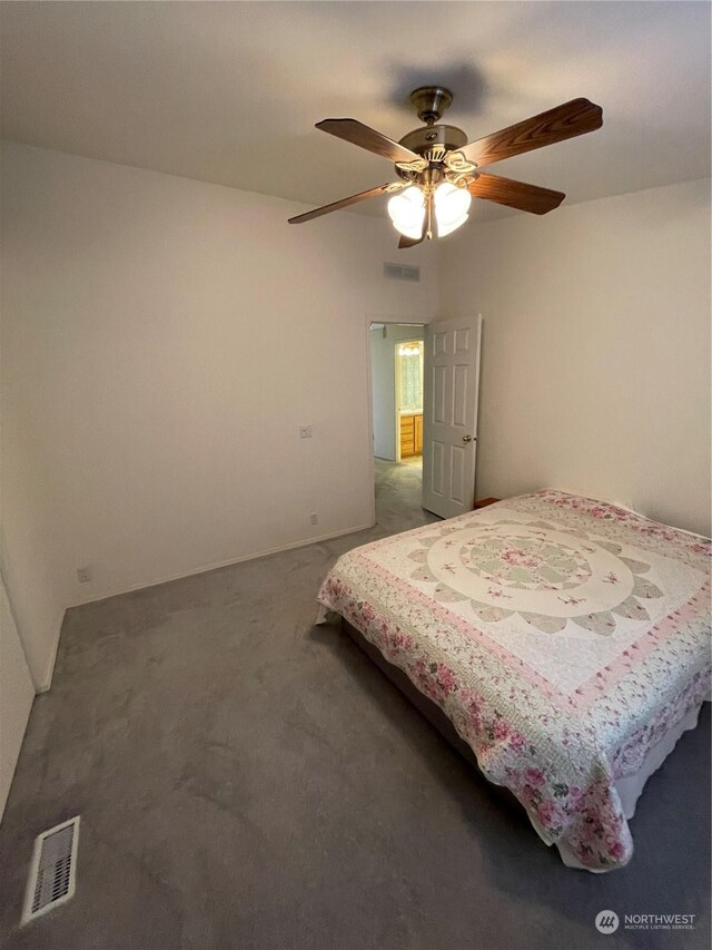 bedroom with carpet and ceiling fan