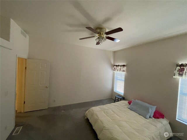 bedroom with carpet and ceiling fan