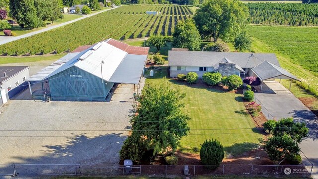 aerial view with a rural view