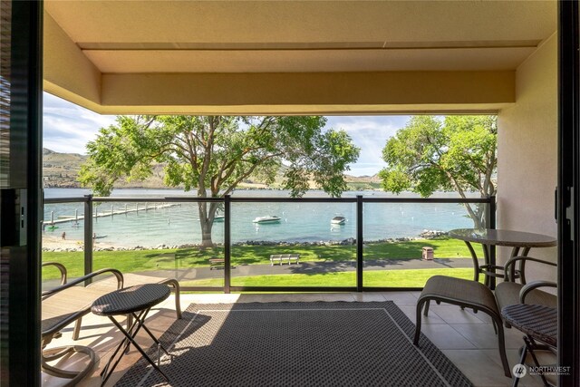 balcony with a water view