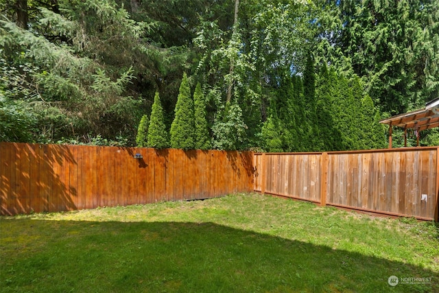 view of yard featuring a fenced backyard