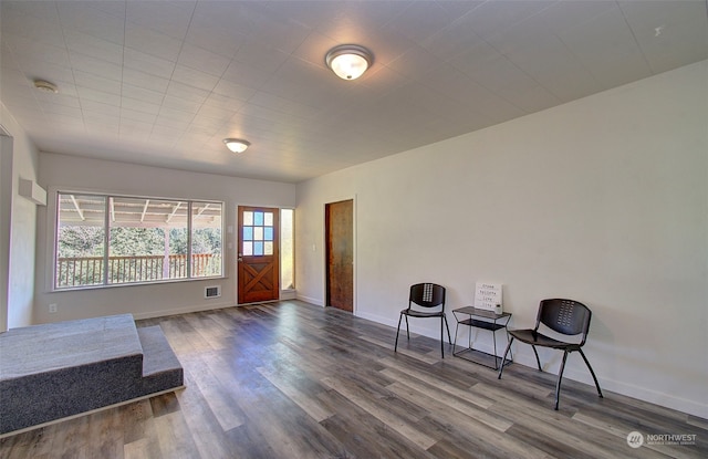 sitting room featuring wood-type flooring