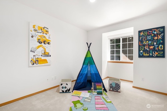 game room featuring carpet flooring